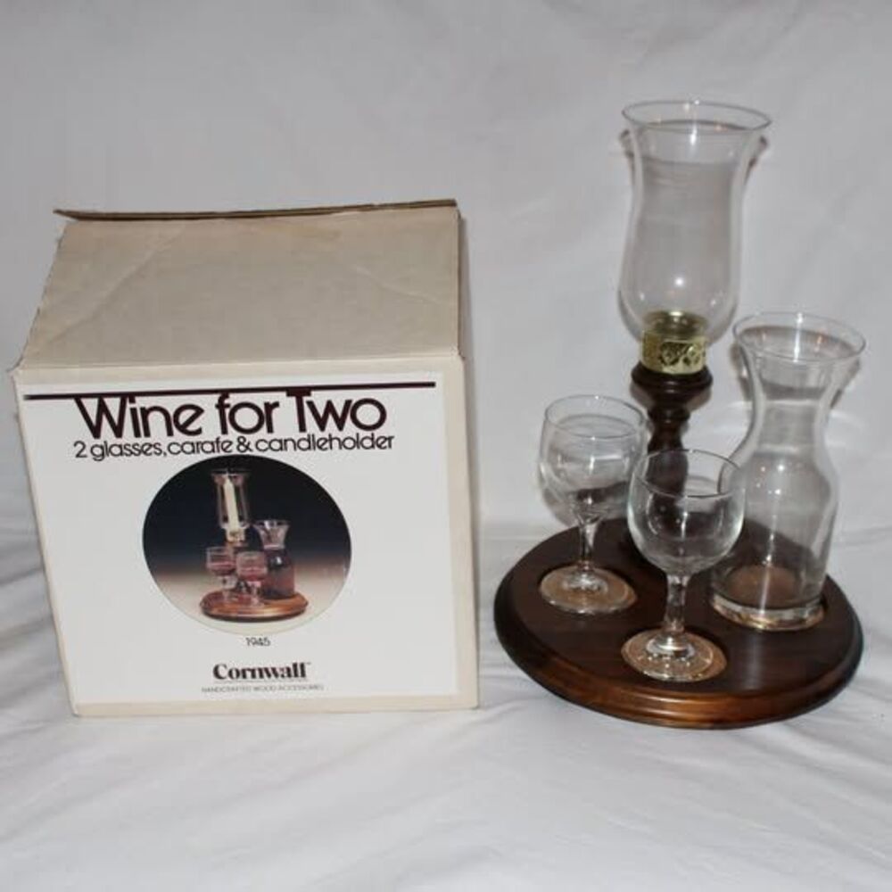 Cornwall "Wine for Two" Set - 2 glasses, wine carafe & candleholder